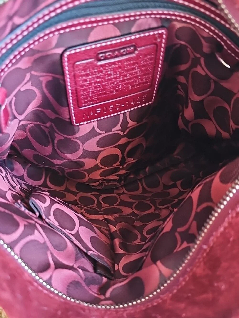 Coach 2005 Vintage Crimson Monochromatic Holiday Patchwork Shoulder Bag - Picture 7 of 12